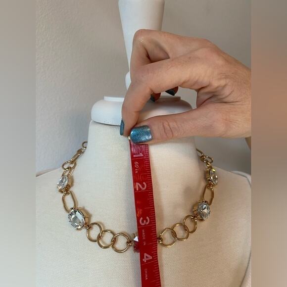 Paparazzi Women's Gold Chain White Rhinestone Necklace Glam Event Statement Gala - Picture 7 of 8